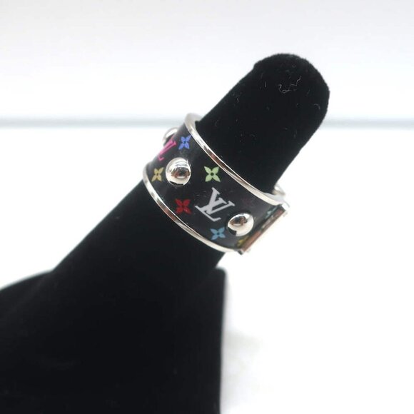 Louis Vuitton x Takashi Murakami S-Lock Ring Black Coated Canvas Size 5 NEW - Picture 3 of 8